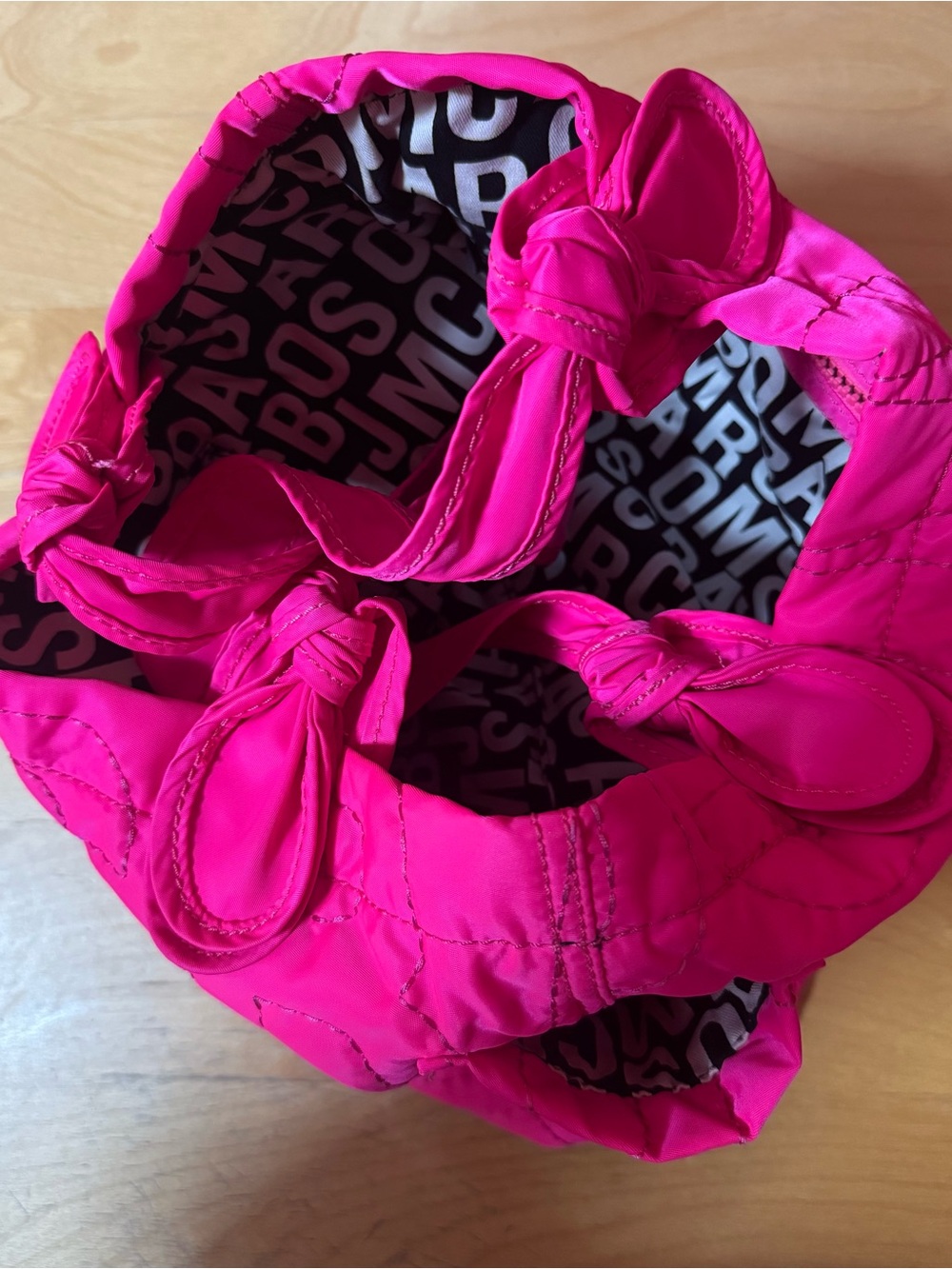 PRE-LOVED Marc by Marc Jacolos Pretty Nylon Quilted Medium Tate Tote in hot pink